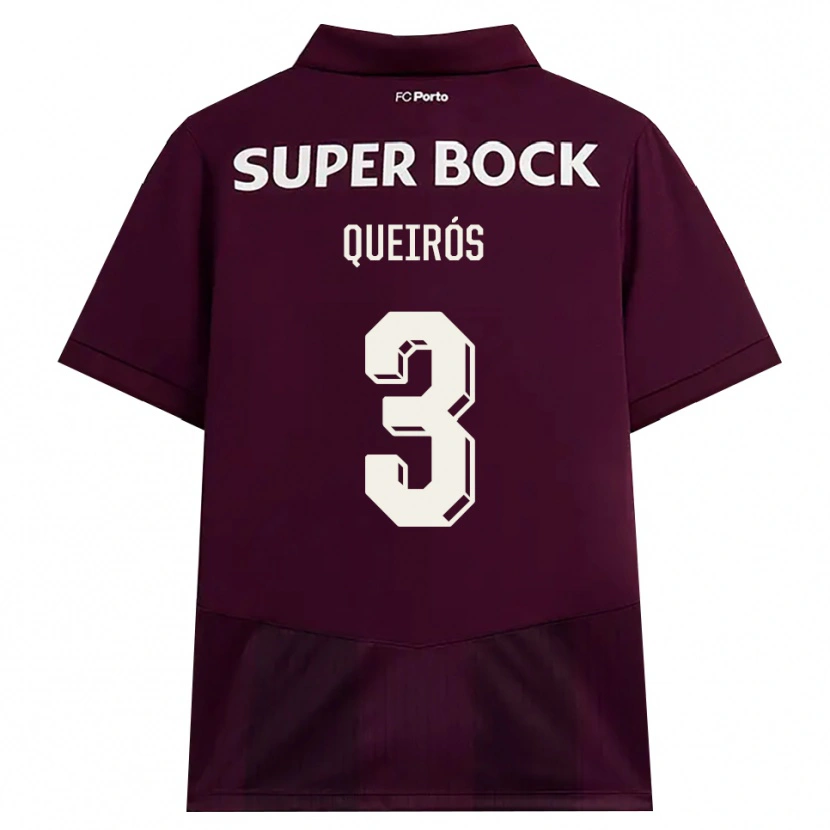 Danxen Bambino Maglia Mariana Queirós #3 Borgogna Bianco Kit Gara Away 2026/27 Maglietta