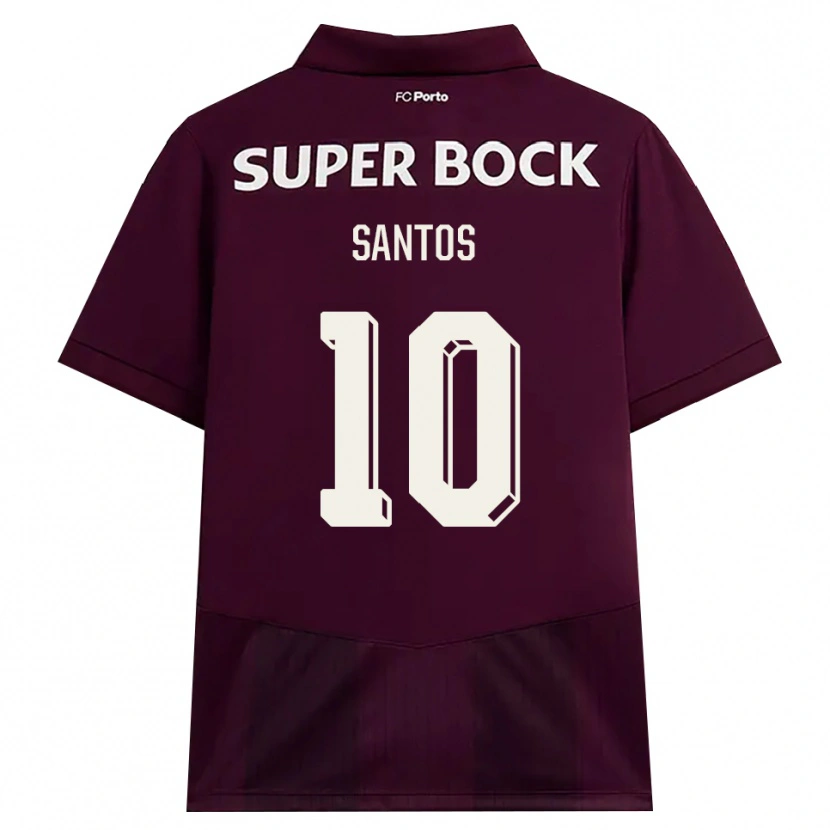 Danxen Bambino Maglia Gonçalo Santos #10 Borgogna Bianco Kit Gara Away 2026/27 Maglietta