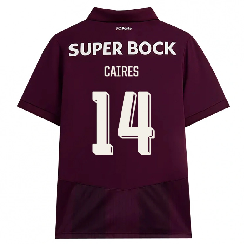 Danxen Bambino Maglia Tiago Caires #14 Borgogna Bianco Kit Gara Away 2026/27 Maglietta