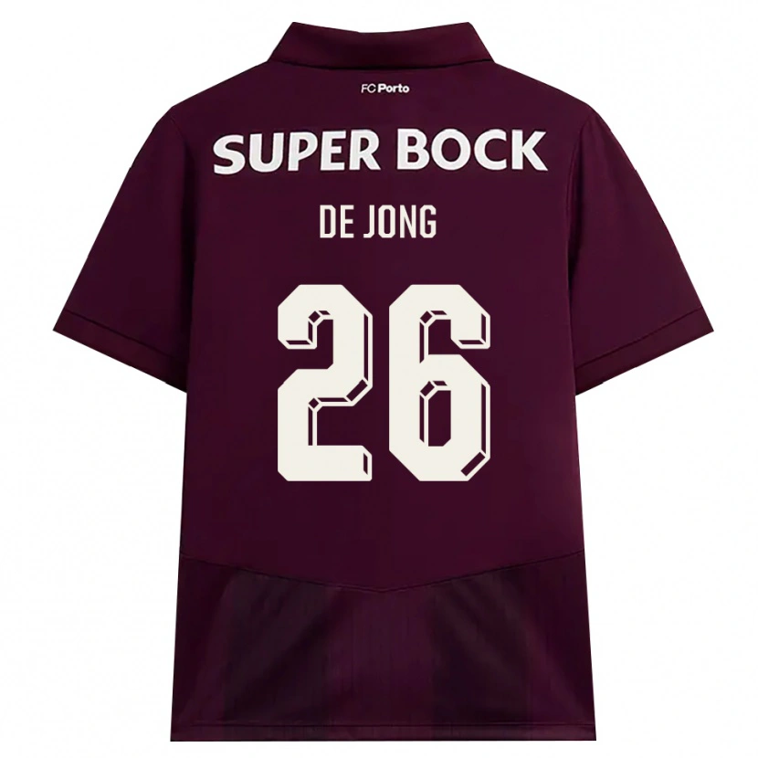 Danxen Bambino Maglia Luuk De Jong #26 Borgogna Bianco Kit Gara Away 2026/27 Maglietta