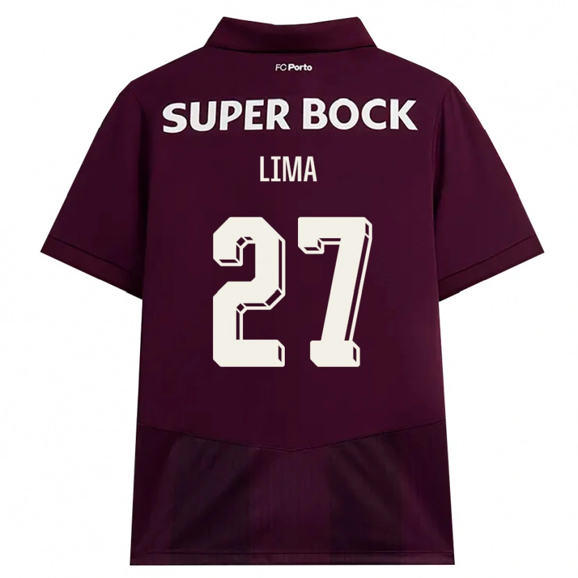 Danxen Bambino Maglia Cláudia Lima #27 Borgogna Bianco Kit Gara Away 2026/27 Maglietta