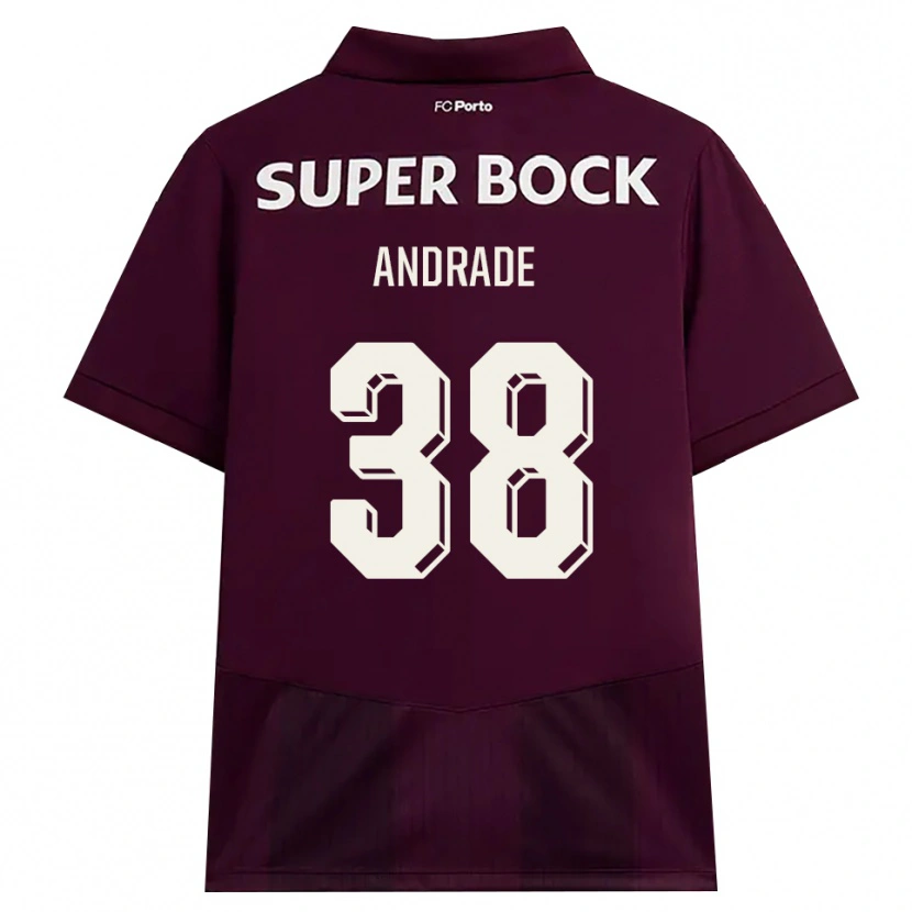 Danxen Bambino Maglia Fernando Andrade #38 Borgogna Bianco Kit Gara Away 2026/27 Maglietta