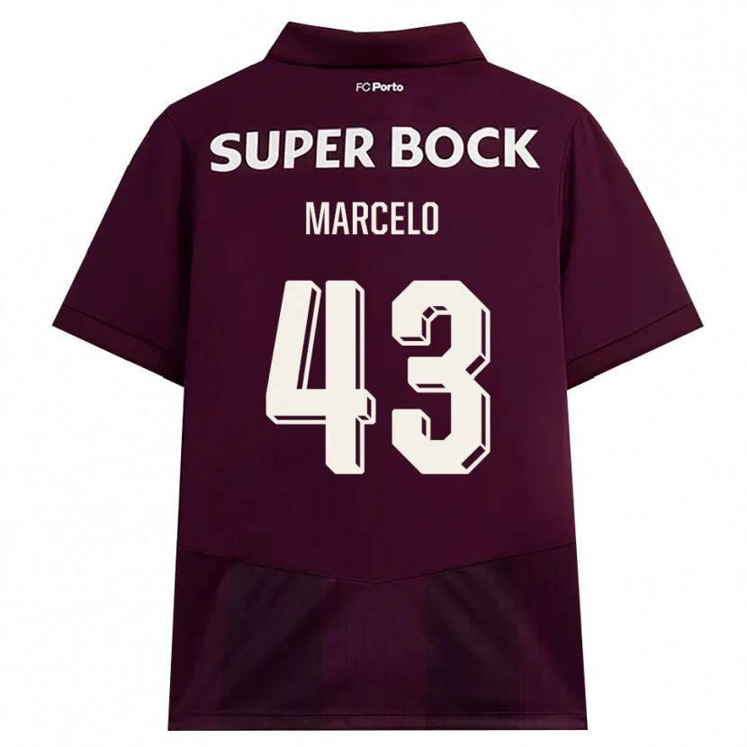 Danxen Bambino Maglia Joao Marcelo #43 Borgogna Bianco Kit Gara Away 2026/27 Maglietta