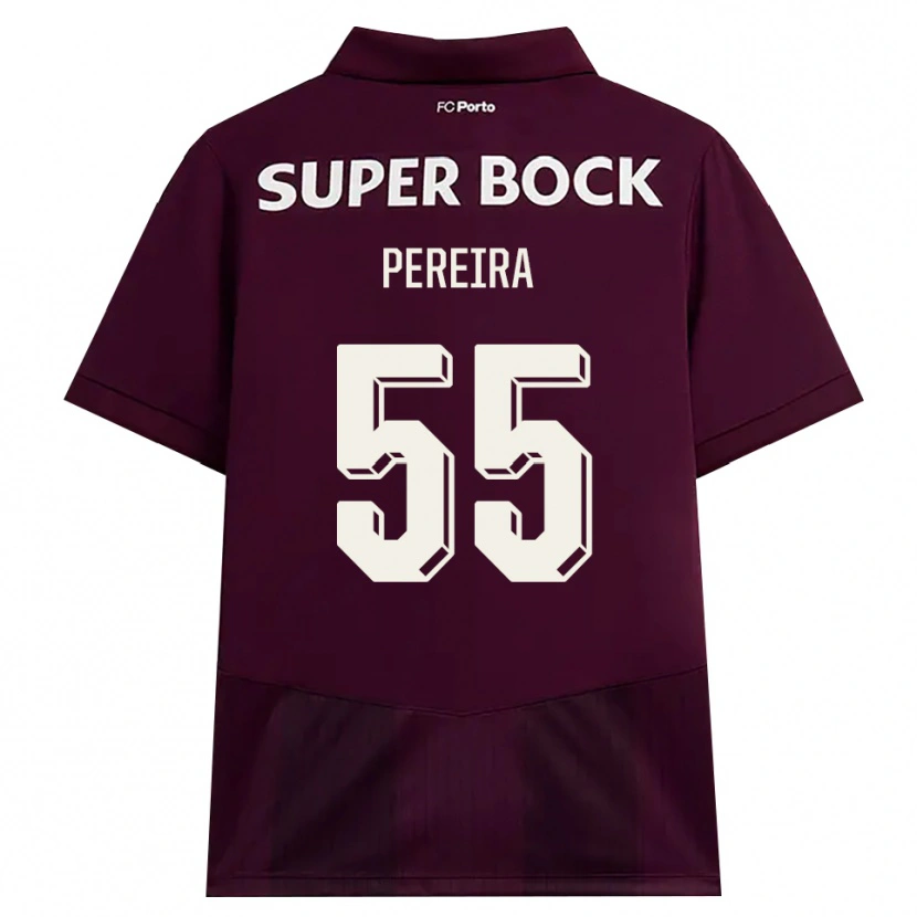 Danxen Bambino Maglia Yoan Pereira #55 Borgogna Bianco Kit Gara Away 2026/27 Maglietta