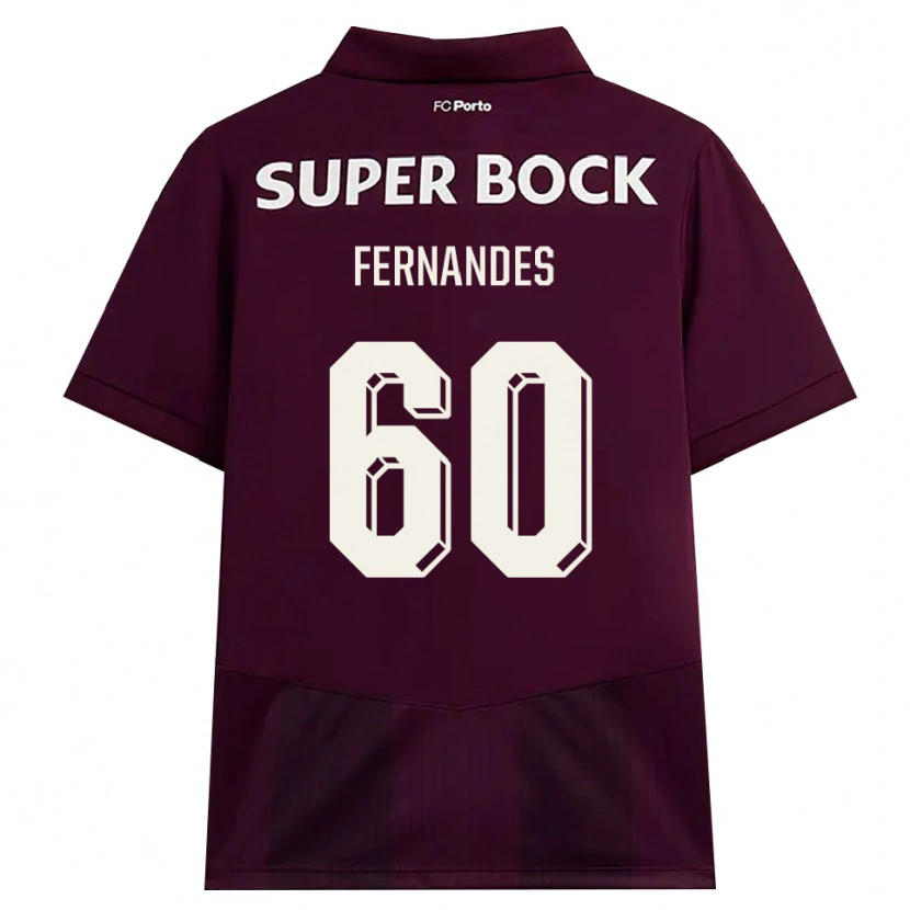 Danxen Bambino Maglia Francisco Fernandes #60 Borgogna Bianco Kit Gara Away 2026/27 Maglietta