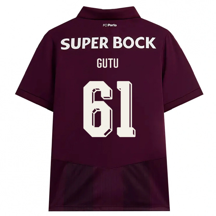 Danxen Bambino Maglia Denis Gutu #61 Borgogna Bianco Kit Gara Away 2026/27 Maglietta
