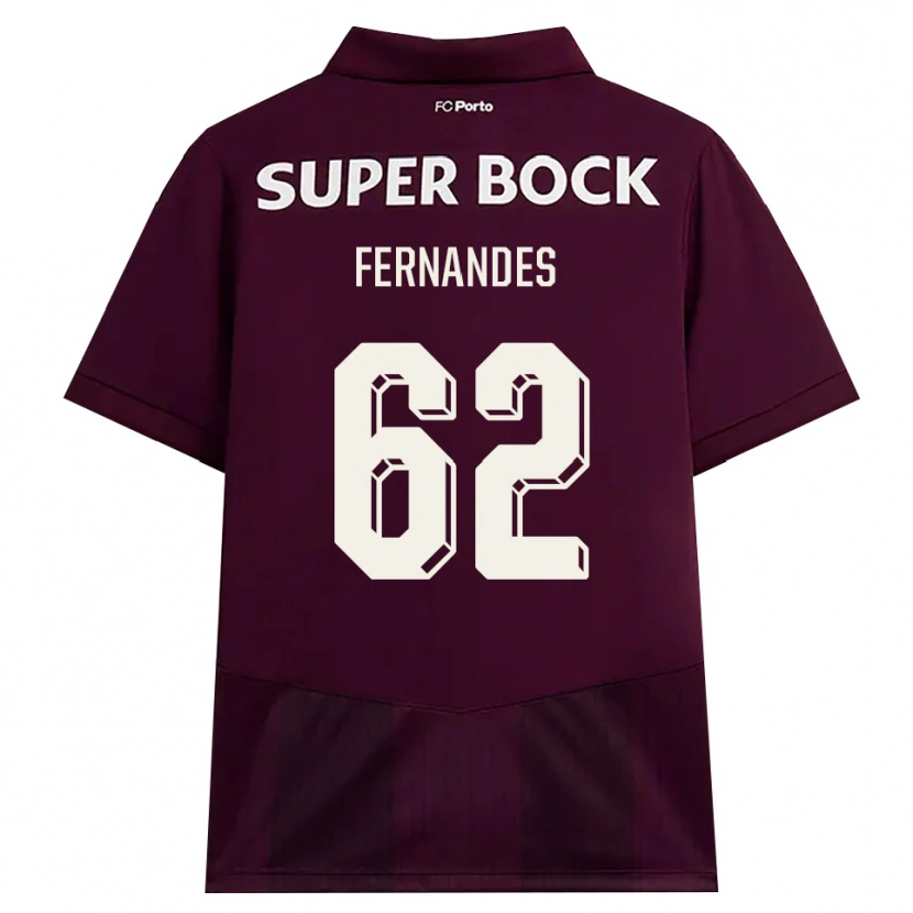 Danxen Bambino Maglia Rodrigo Fernandes #62 Borgogna Bianco Kit Gara Away 2026/27 Maglietta