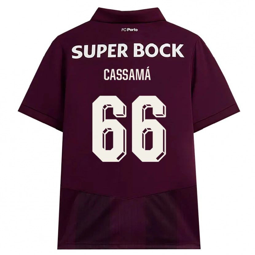 Danxen Bambino Maglia Adramane Cassamá #66 Borgogna Bianco Kit Gara Away 2026/27 Maglietta