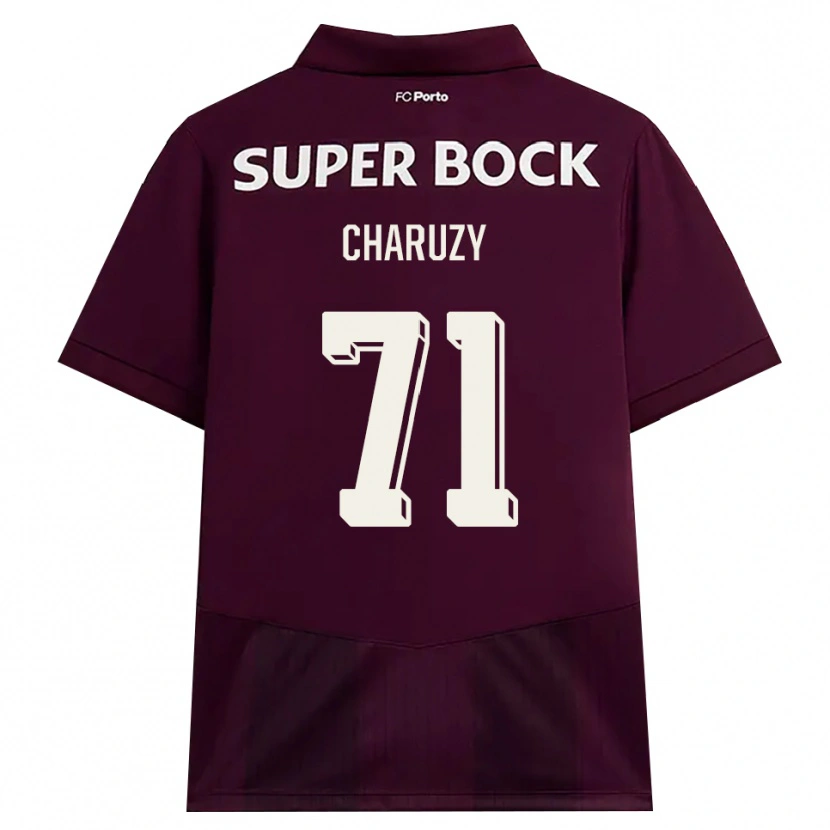 Danxen Bambino Maglia Hubert Charuży #71 Borgogna Bianco Kit Gara Away 2026/27 Maglietta