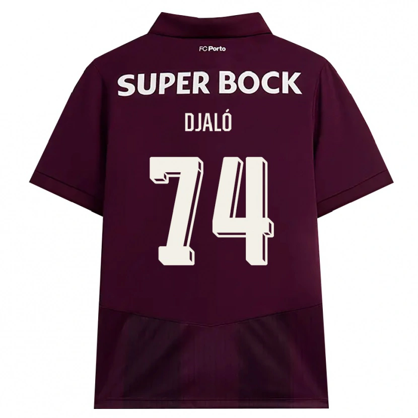 Danxen Bambino Maglia Ussumane Djaló #74 Borgogna Bianco Kit Gara Away 2026/27 Maglietta