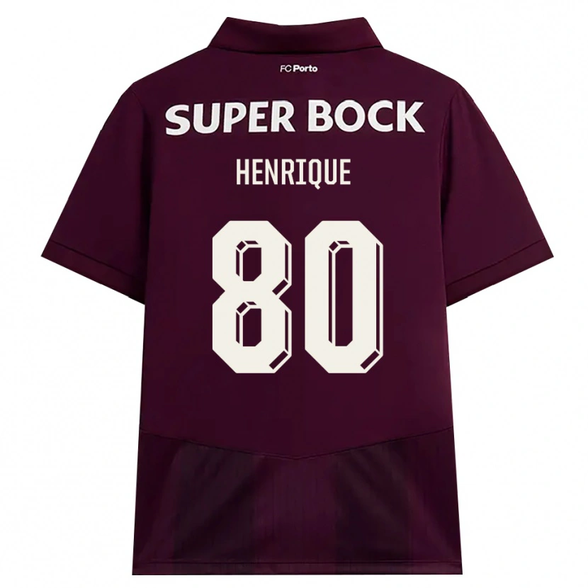 Danxen Bambino Maglia Kaio Henrique #80 Borgogna Bianco Kit Gara Away 2026/27 Maglietta