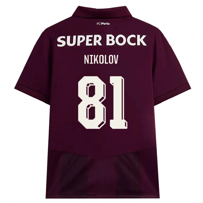 Danxen Bambino Maglia Antoni Nikolov #81 Borgogna Bianco Kit Gara Away 2026/27 Maglietta