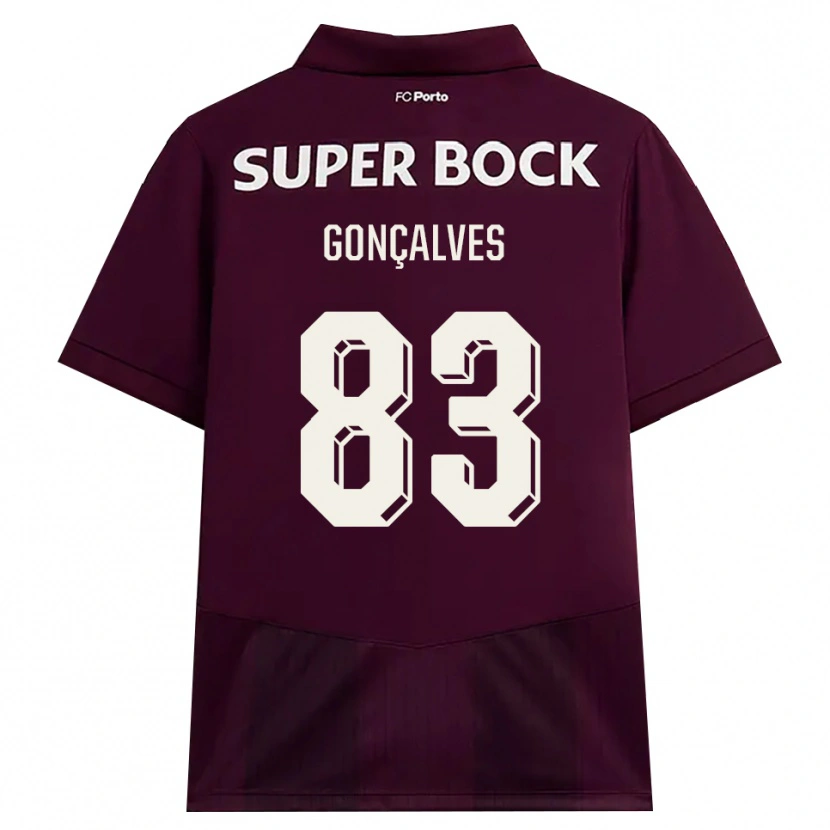 Danxen Bambino Maglia Rodrigo Gonçalves #83 Borgogna Bianco Kit Gara Away 2026/27 Maglietta