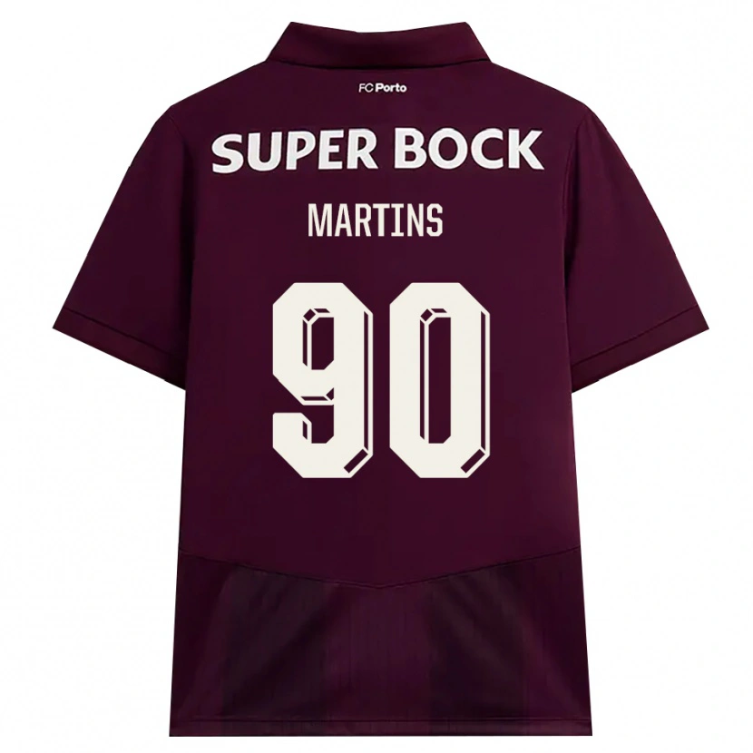 Danxen Bambino Maglia Gil Martins #90 Borgogna Bianco Kit Gara Away 2026/27 Maglietta