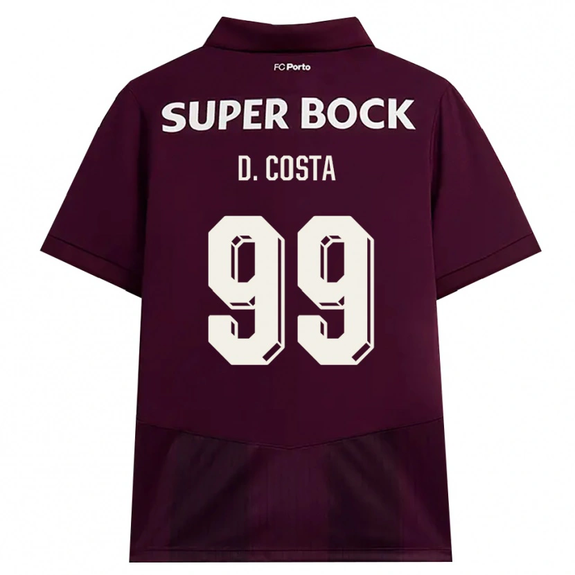 Danxen Bambino Maglia Diogo Costa #99 Borgogna Bianco Kit Gara Away 2026/27 Maglietta
