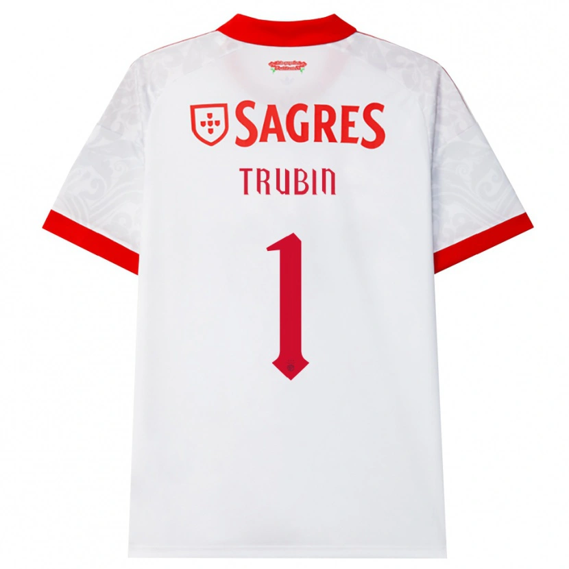 Danxen Bambino Maglia Anatoliy Trubin #1 Bianco Rosso Giallo Kit Gara Away 2026/27 Maglietta