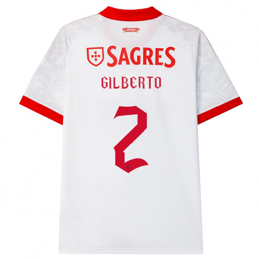 Danxen Bambino Maglia Gilberto #2 Bianco Rosso Giallo Kit Gara Away 2026/27 Maglietta