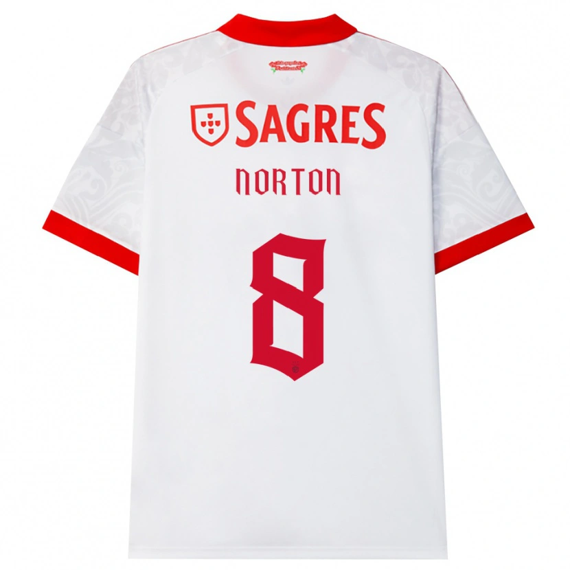 Danxen Bambino Maglia Andreia Norton #8 Bianco Rosso Giallo Kit Gara Away 2026/27 Maglietta