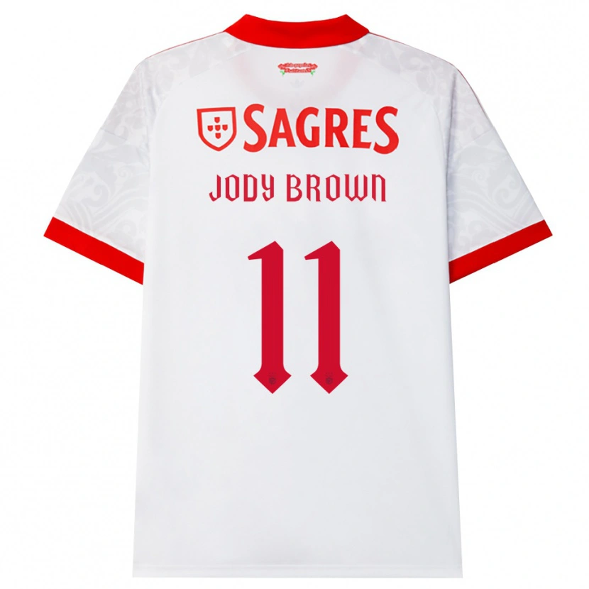 Danxen Bambino Maglia Jody Brown #11 Bianco Rosso Giallo Kit Gara Away 2026/27 Maglietta