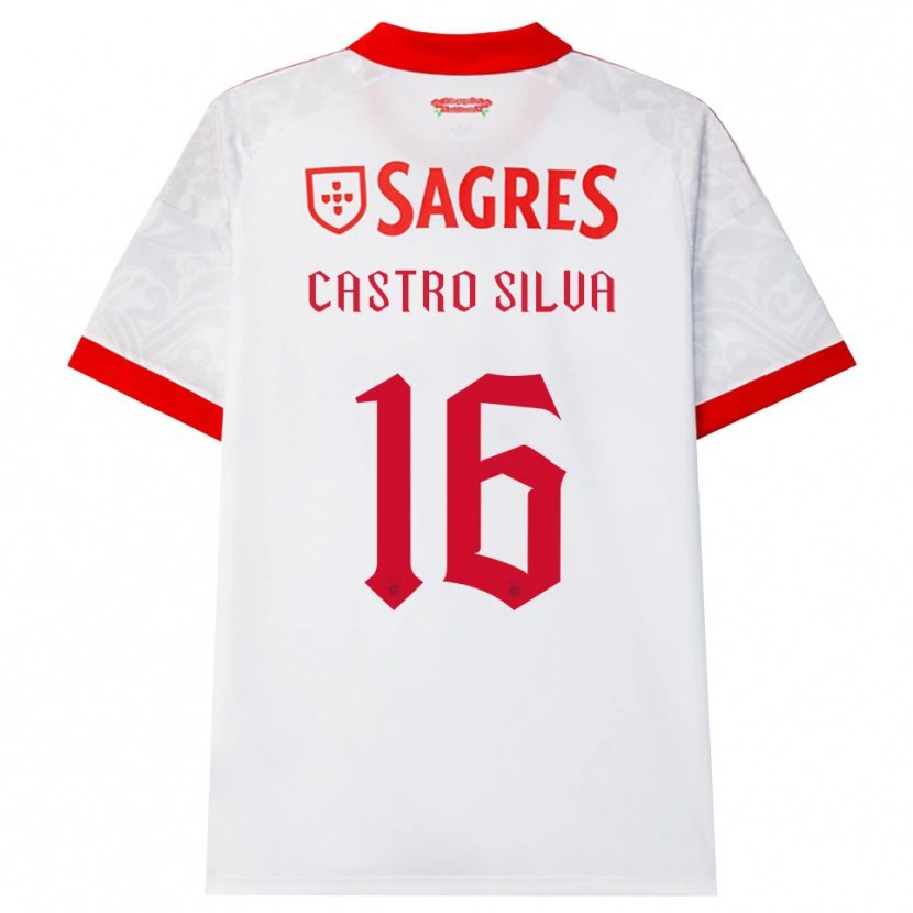 Danxen Bambino Maglia Guilherme Castro #16 Bianco Rosso Giallo Kit Gara Away 2026/27 Maglietta