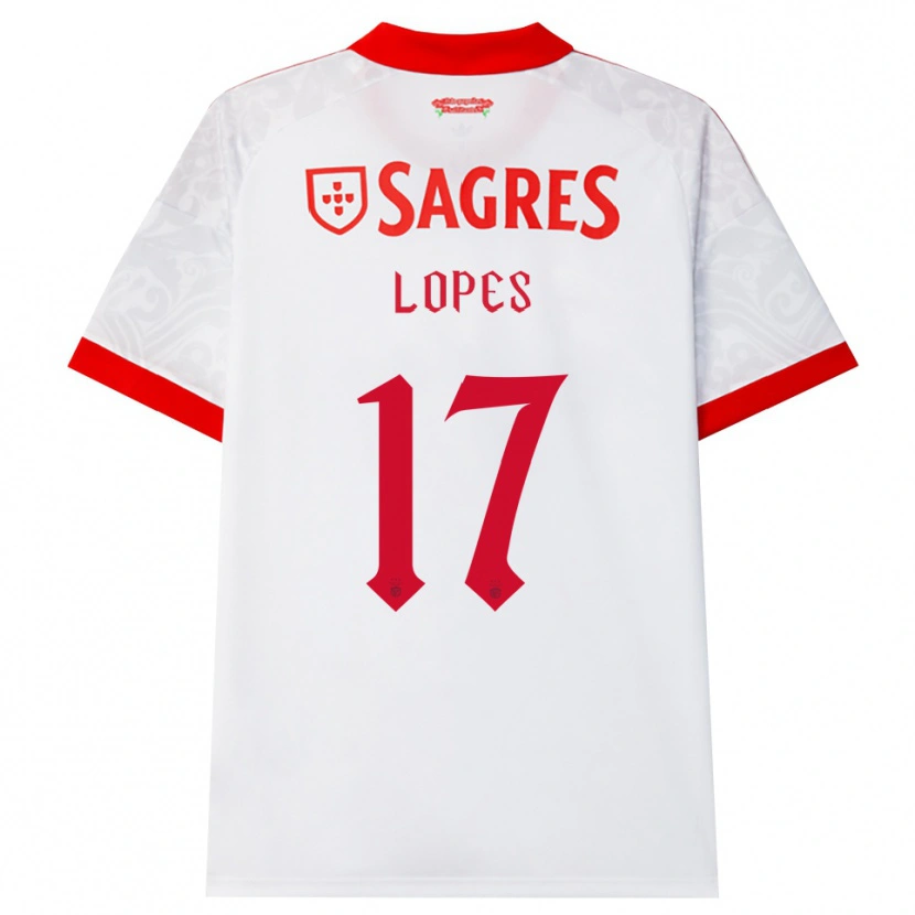 Danxen Bambino Maglia Simão Lopes #17 Bianco Rosso Giallo Kit Gara Away 2026/27 Maglietta