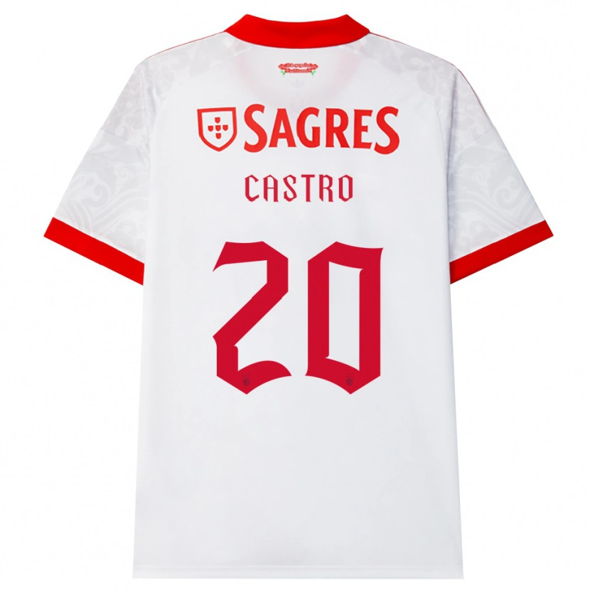 Danxen Bambino Maglia Guilherme Castro #20 Bianco Rosso Giallo Kit Gara Away 2026/27 Maglietta
