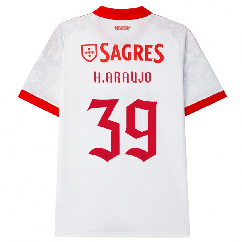 Danxen Bambino Maglia Henrique Araujo #39 Bianco Rosso Giallo Kit Gara Away 2026/27 Maglietta