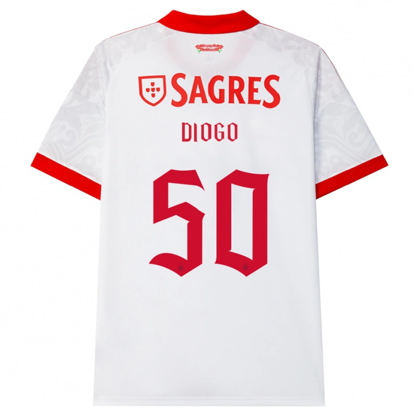 Danxen Bambino Maglia Diogo Ferreira #50 Bianco Rosso Giallo Kit Gara Away 2026/27 Maglietta