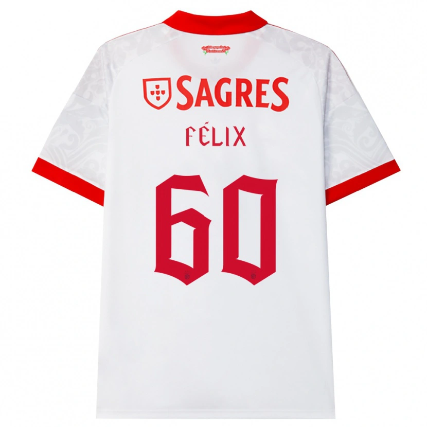 Danxen Bambino Maglia Nuno Félix #60 Bianco Rosso Giallo Kit Gara Away 2026/27 Maglietta