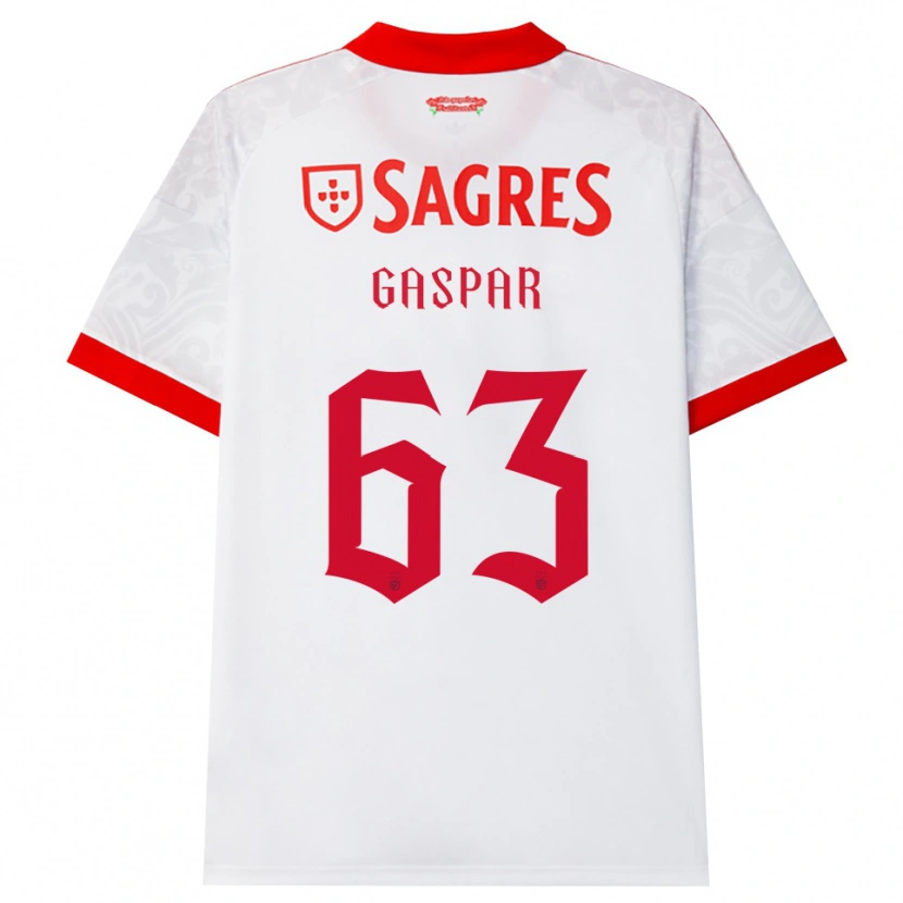 Danxen Bambino Maglia Guilherme Gaspar #63 Bianco Rosso Giallo Kit Gara Away 2026/27 Maglietta