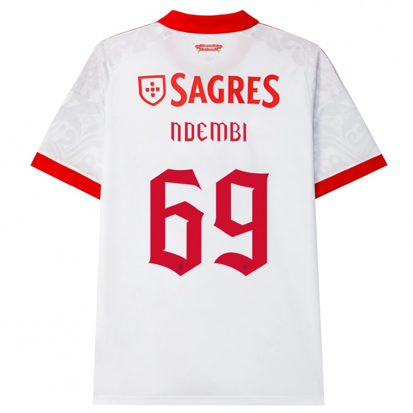 Danxen Bambino Maglia Michée Ndembi #69 Bianco Rosso Giallo Kit Gara Away 2026/27 Maglietta