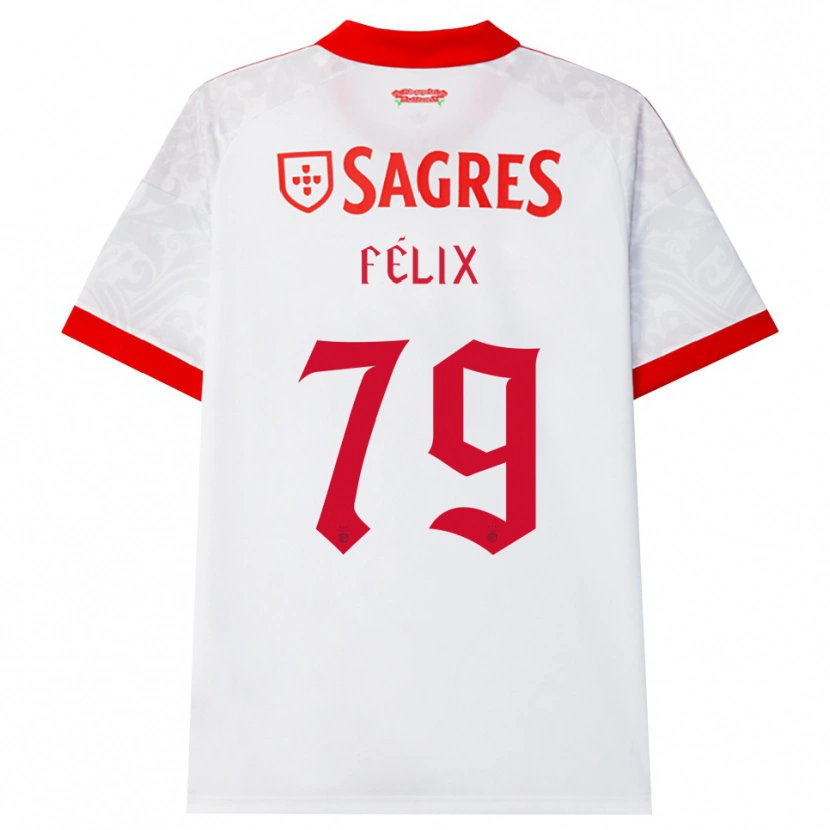 Danxen Bambino Maglia Hugo Félix #79 Bianco Rosso Giallo Kit Gara Away 2026/27 Maglietta