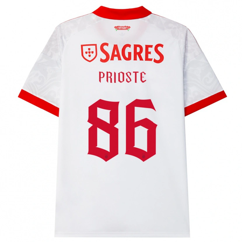 Danxen Bambino Maglia Diogo Prioste #86 Bianco Rosso Giallo Kit Gara Away 2026/27 Maglietta