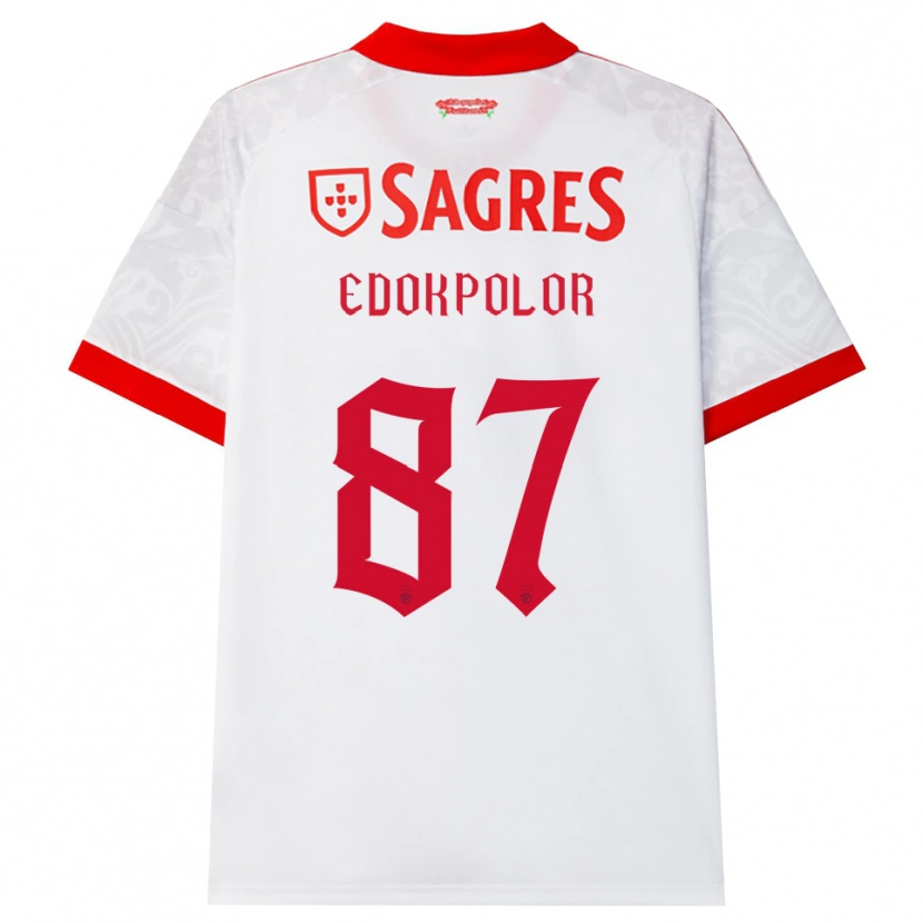 Danxen Bambino Maglia Peter Edokpolor #87 Bianco Rosso Giallo Kit Gara Away 2026/27 Maglietta