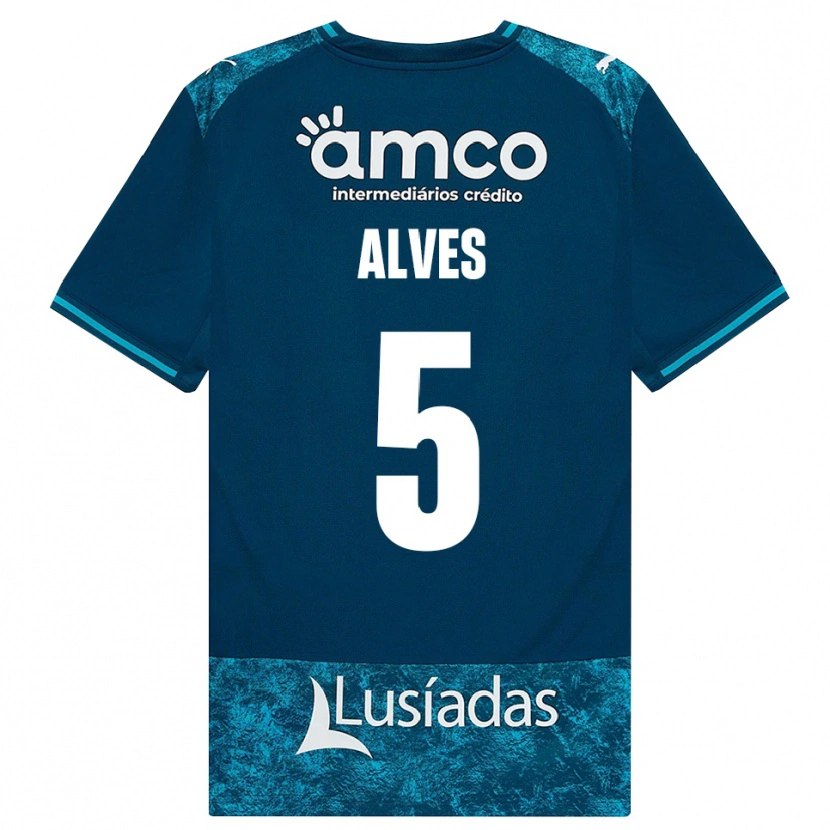 Danxen Bambino Maglia Eduardo Alves #5 Grigioardesiascuro Verdeacqua Kit Gara Away 2026/27 Maglietta