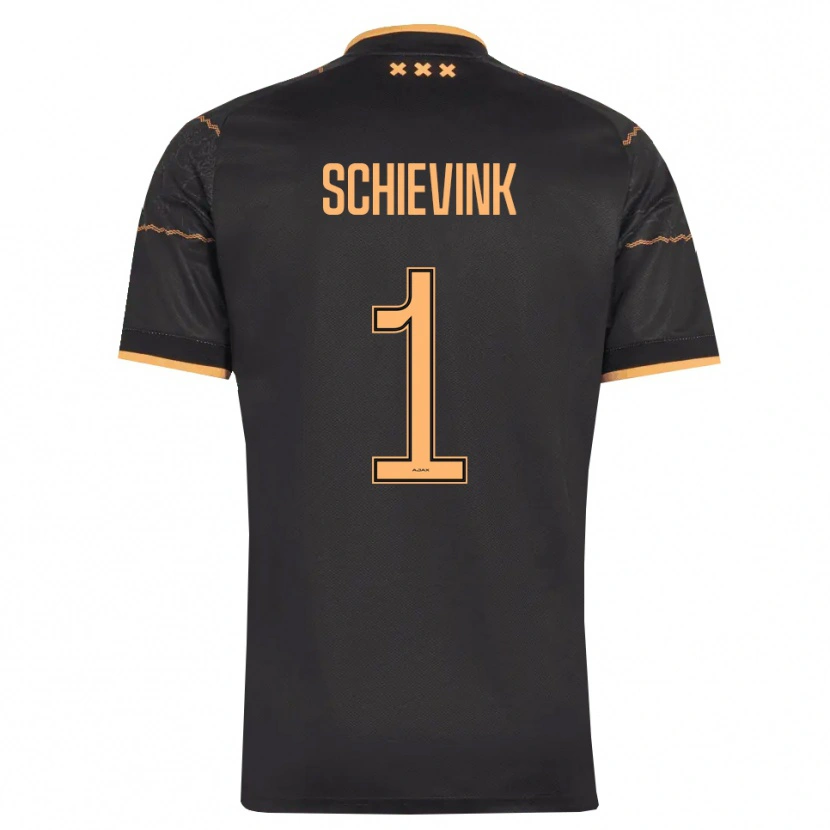 Danxen Bambino Maglia Floris Schievink #1 Nero Arancione Kit Gara Away 2026/27 Maglietta