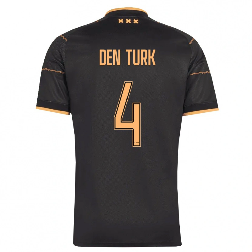Danxen Bambino Maglia Deau Den Turk #4 Nero Arancione Kit Gara Away 2026/27 Maglietta