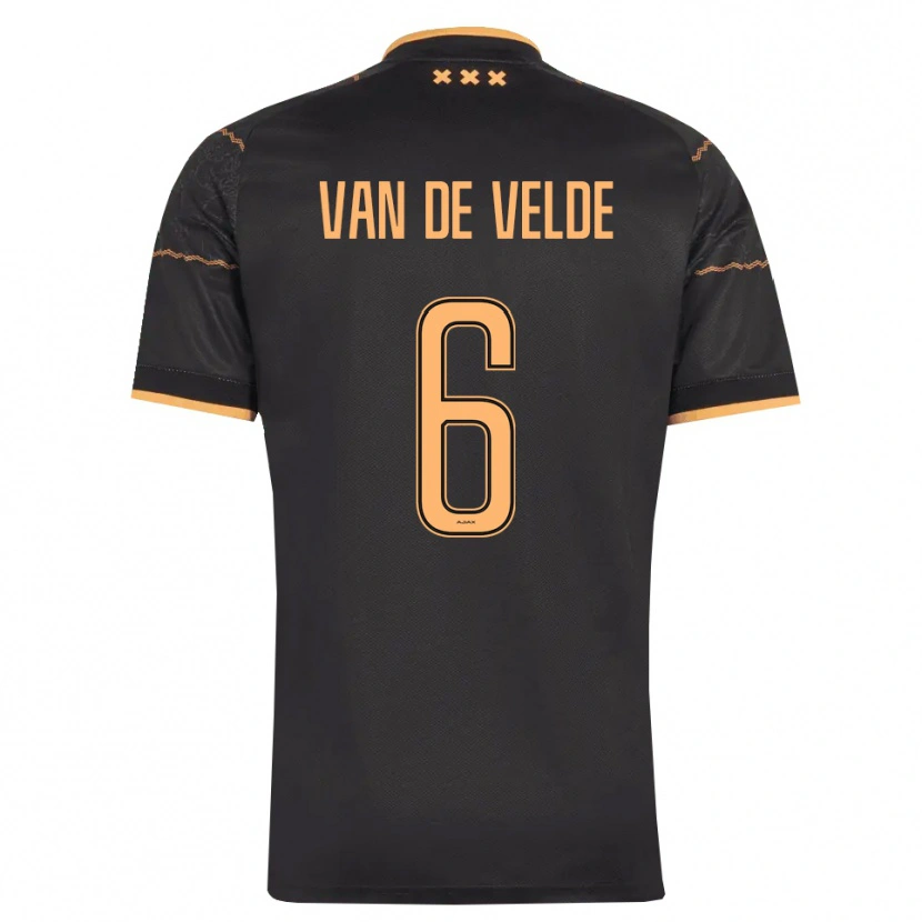 Danxen Bambino Maglia Jonna Van De Velde #6 Nero Arancione Kit Gara Away 2026/27 Maglietta