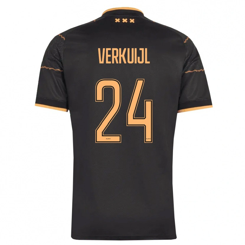 Danxen Bambino Maglia Mark Verkuijl #24 Nero Arancione Kit Gara Away 2026/27 Maglietta