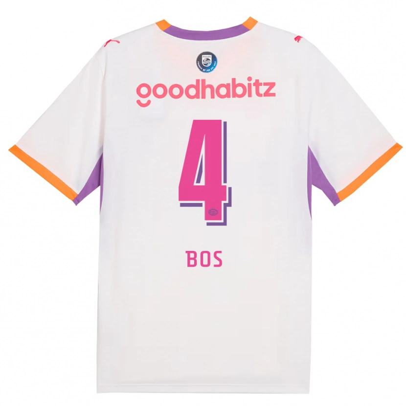 Danxen Bambino Maglia Floris Bos #4 Bianco Viola Arancione Kit Gara Away 2026/27 Maglietta