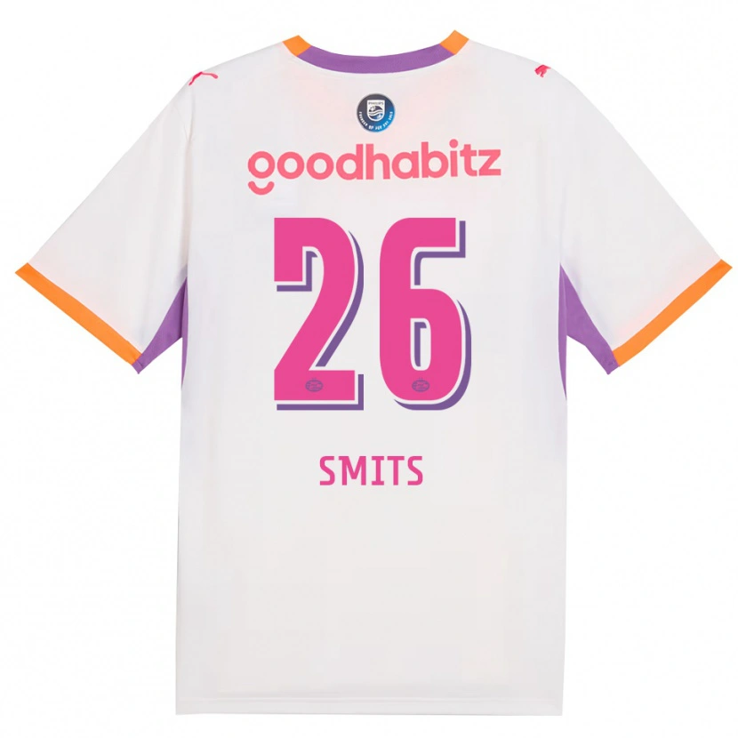 Danxen Bambino Maglia Eef Smits #26 Bianco Viola Arancione Kit Gara Away 2026/27 Maglietta