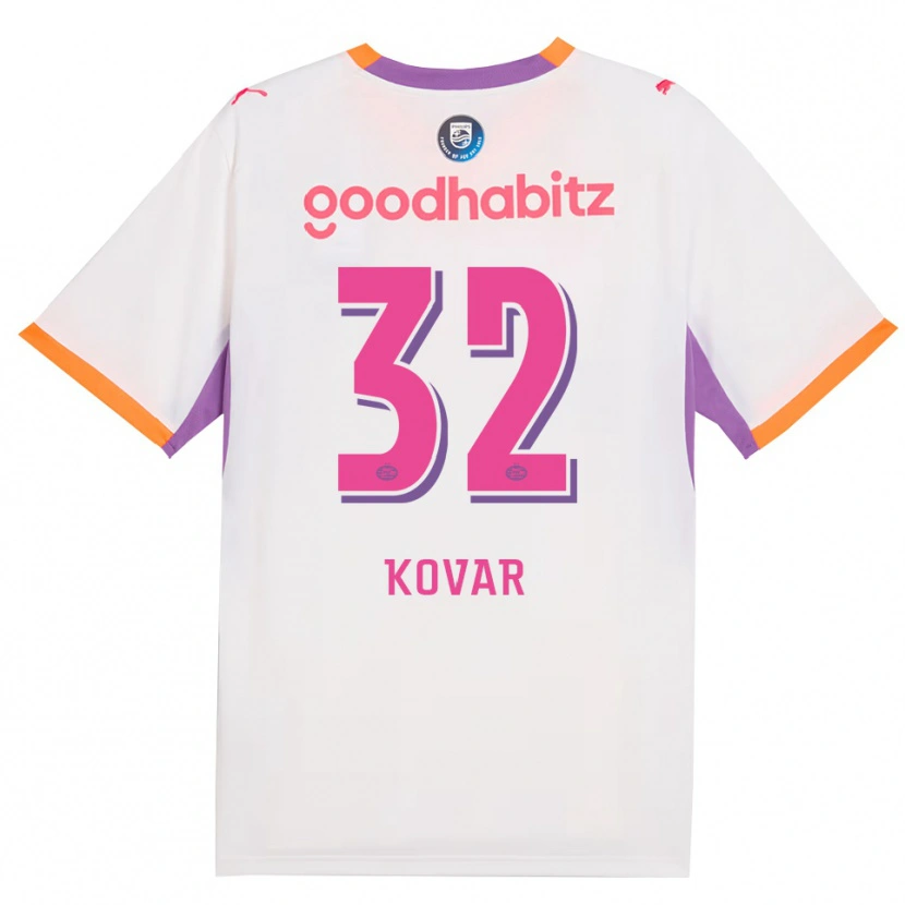 Danxen Bambino Maglia Matej Kovar #32 Bianco Viola Arancione Kit Gara Away 2026/27 Maglietta