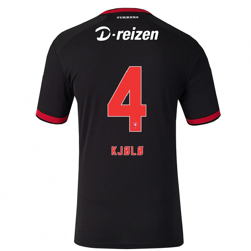 Danxen Bambino Maglia Mathias Kjølø #4 Rosso Bianco Nero Kit Gara Away 2026/27 Maglietta