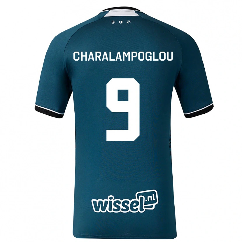 Danxen Bambino Maglia Georgios Charalampoglou #9 Grigioardesiascuro Bianco Kit Gara Away 2026/27 Maglietta