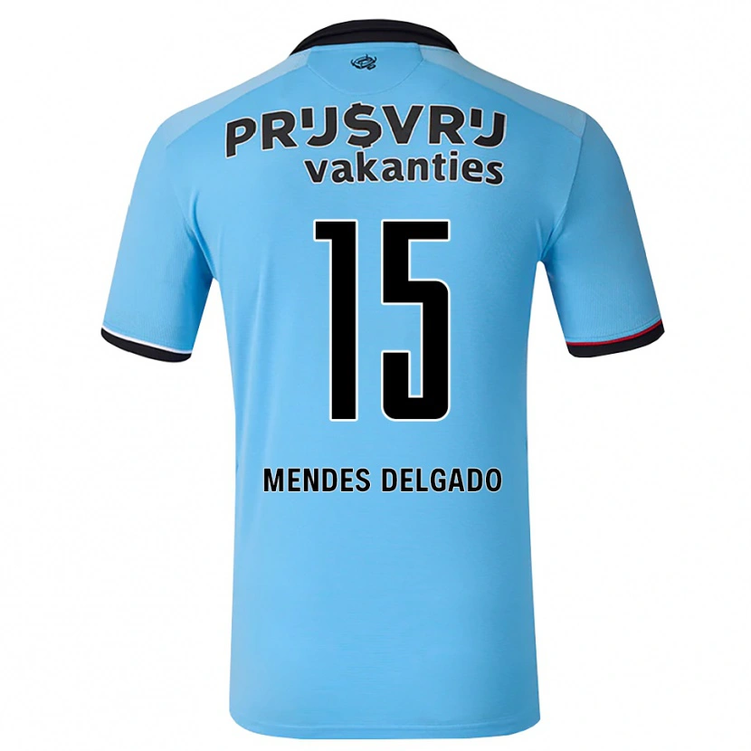 Danxen Bambino Maglia Jayden Mendes Delgado #15 Blu Cielo Profondo Nero Rosso Kit Gara Away 2026/27 Maglietta