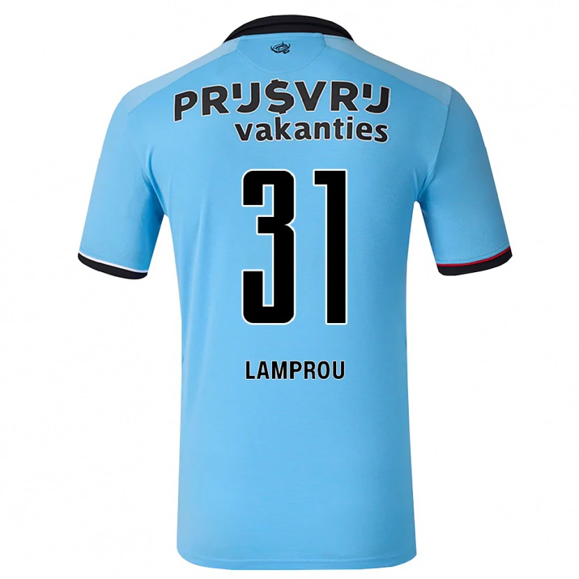 Danxen Bambino Maglia Kostas Lamprou #31 Blu Cielo Profondo Nero Rosso Kit Gara Away 2026/27 Maglietta