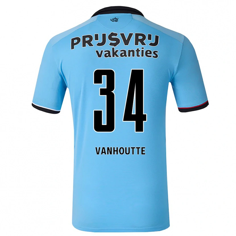 Danxen Bambino Maglia Charles Vanhoutte #34 Blu Cielo Profondo Nero Rosso Kit Gara Away 2026/27 Maglietta