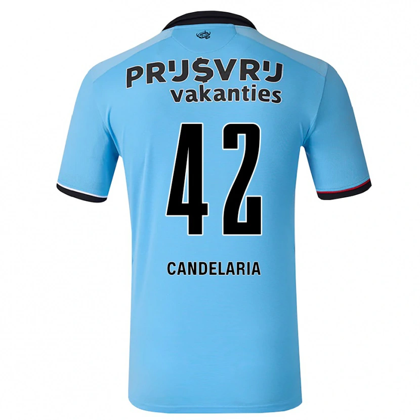 Danxen Bambino Maglia Jayden Candelaria #42 Blu Cielo Profondo Nero Rosso Kit Gara Away 2026/27 Maglietta