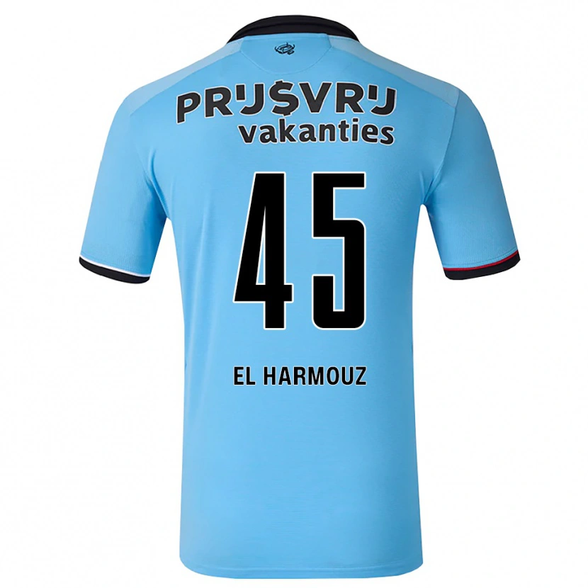 Danxen Bambino Maglia Nassim El Harmouz #45 Blu Cielo Profondo Nero Rosso Kit Gara Away 2026/27 Maglietta