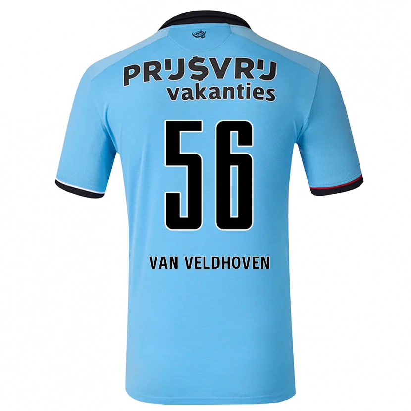 Danxen Bambino Maglia Kars Van Veldhoven #56 Blu Cielo Profondo Nero Rosso Kit Gara Away 2026/27 Maglietta
